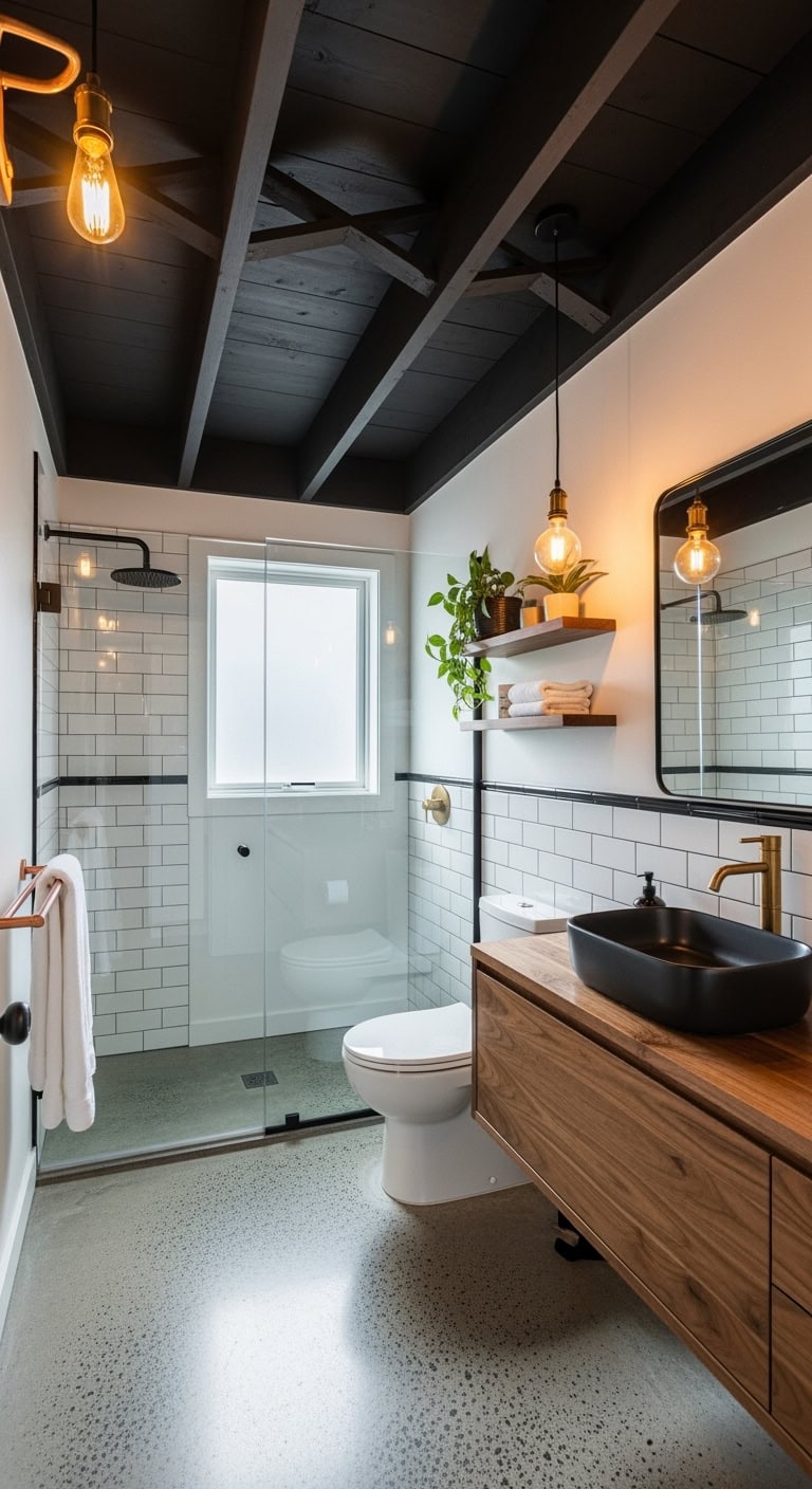 edgy industrial bathroom retreat