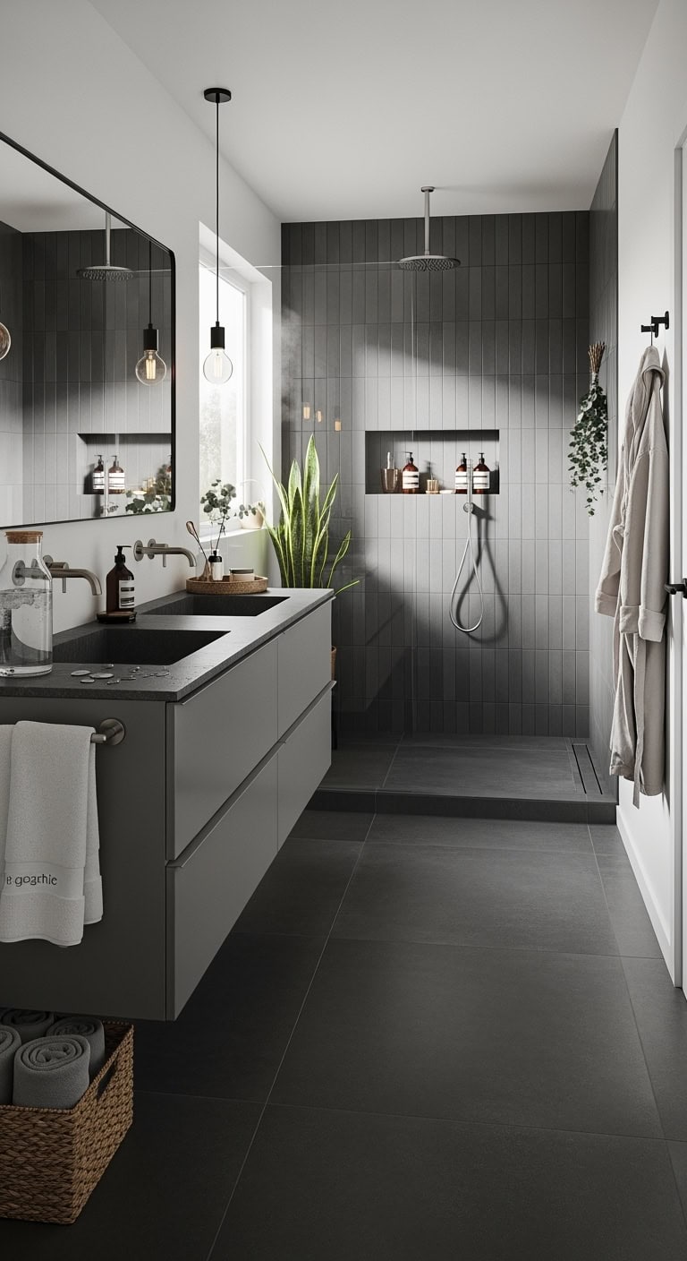 sophisticated spacious streamlined bathroom vanity