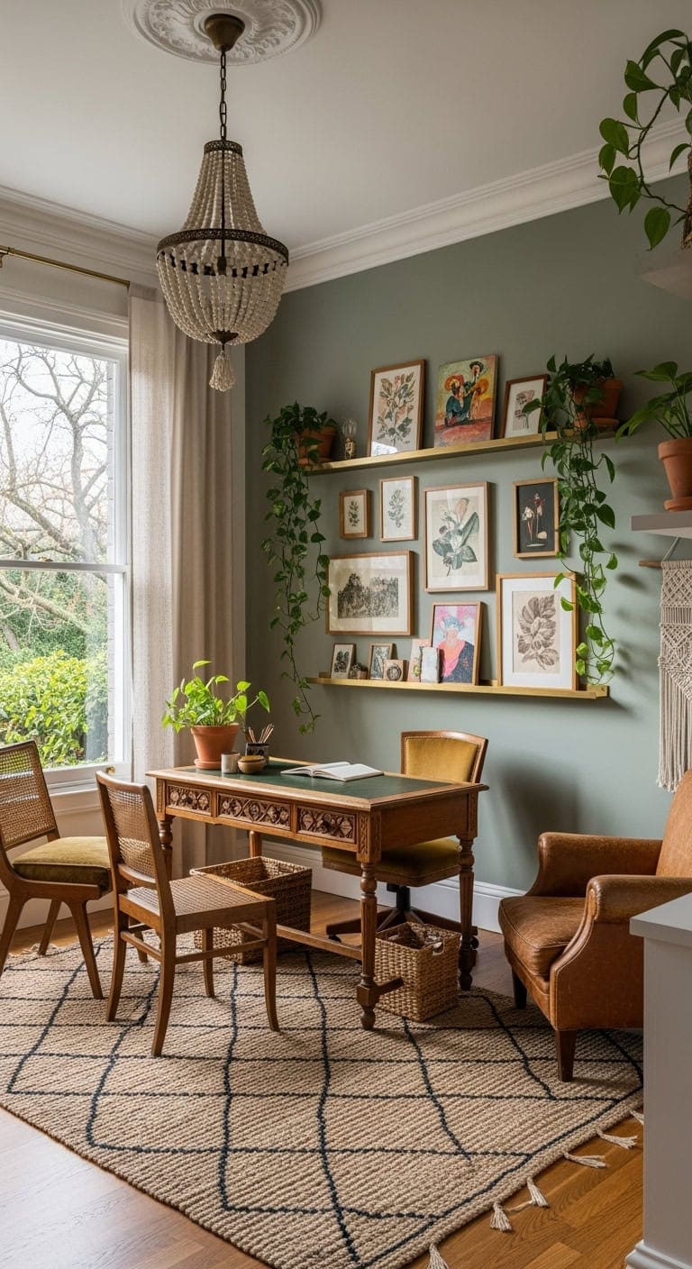 eclectic vintage gallery workspace