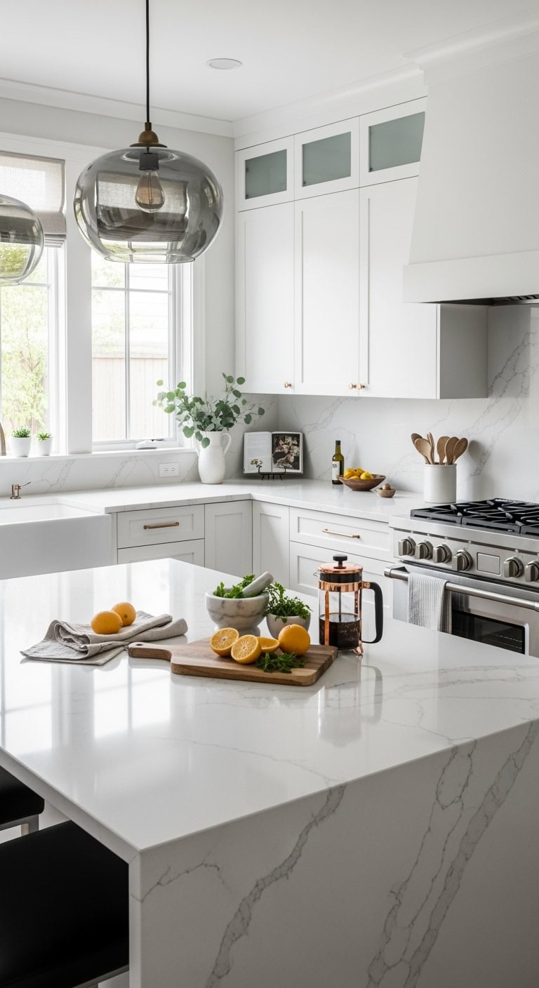 seamless glossy versatile integrated quartz countertops