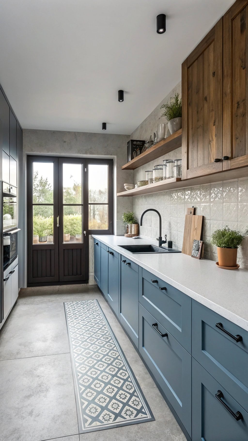 sophisticated steel blue kitchen