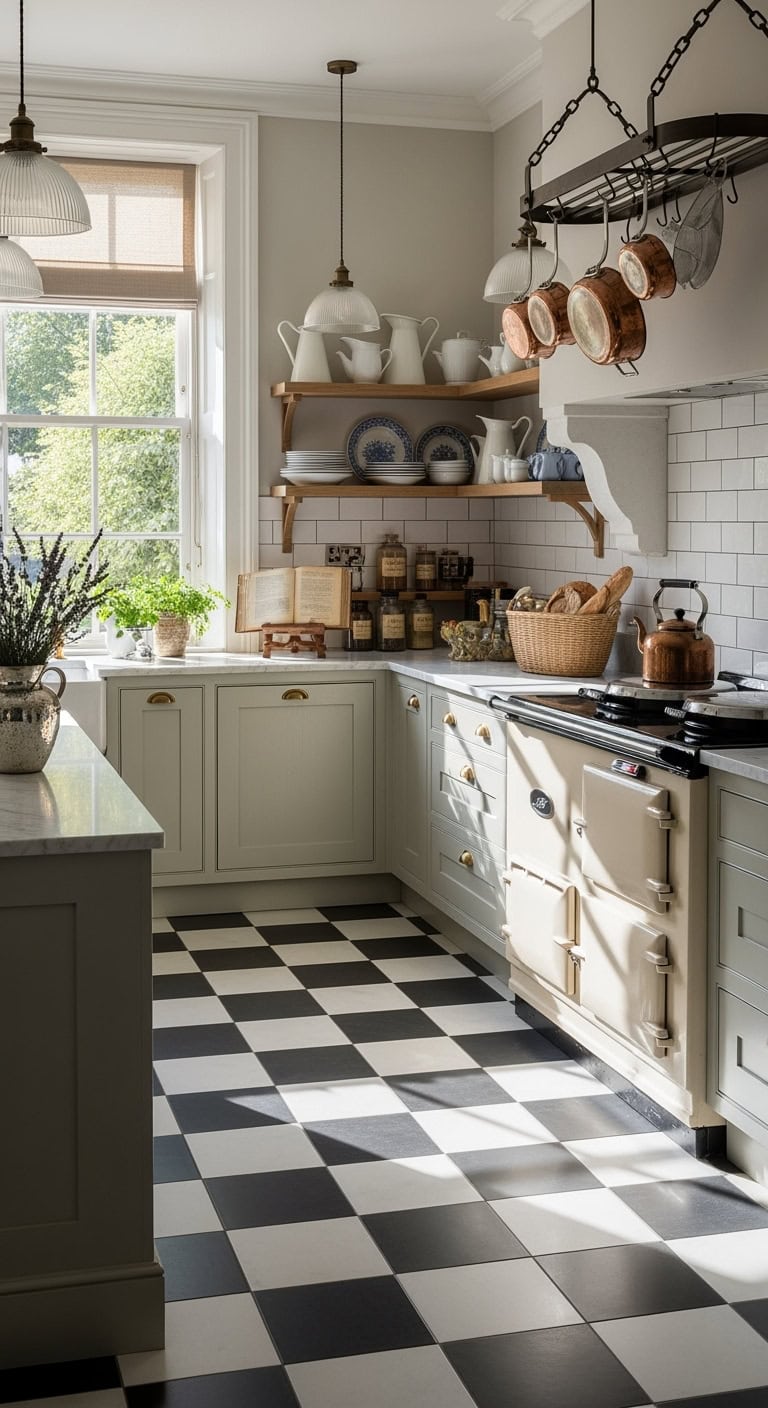 classic checkerboard floor tiles