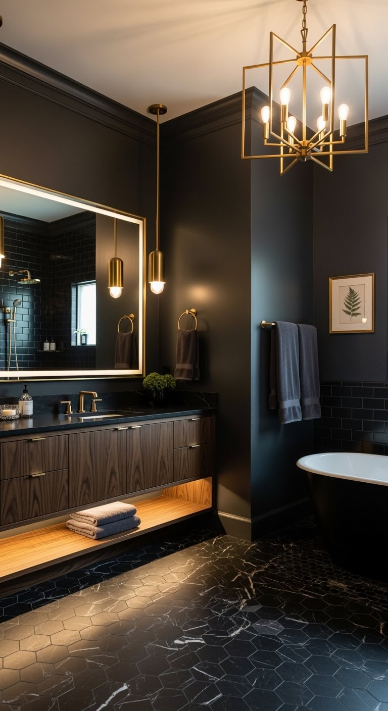 luxurious gold bathroom accent lighting