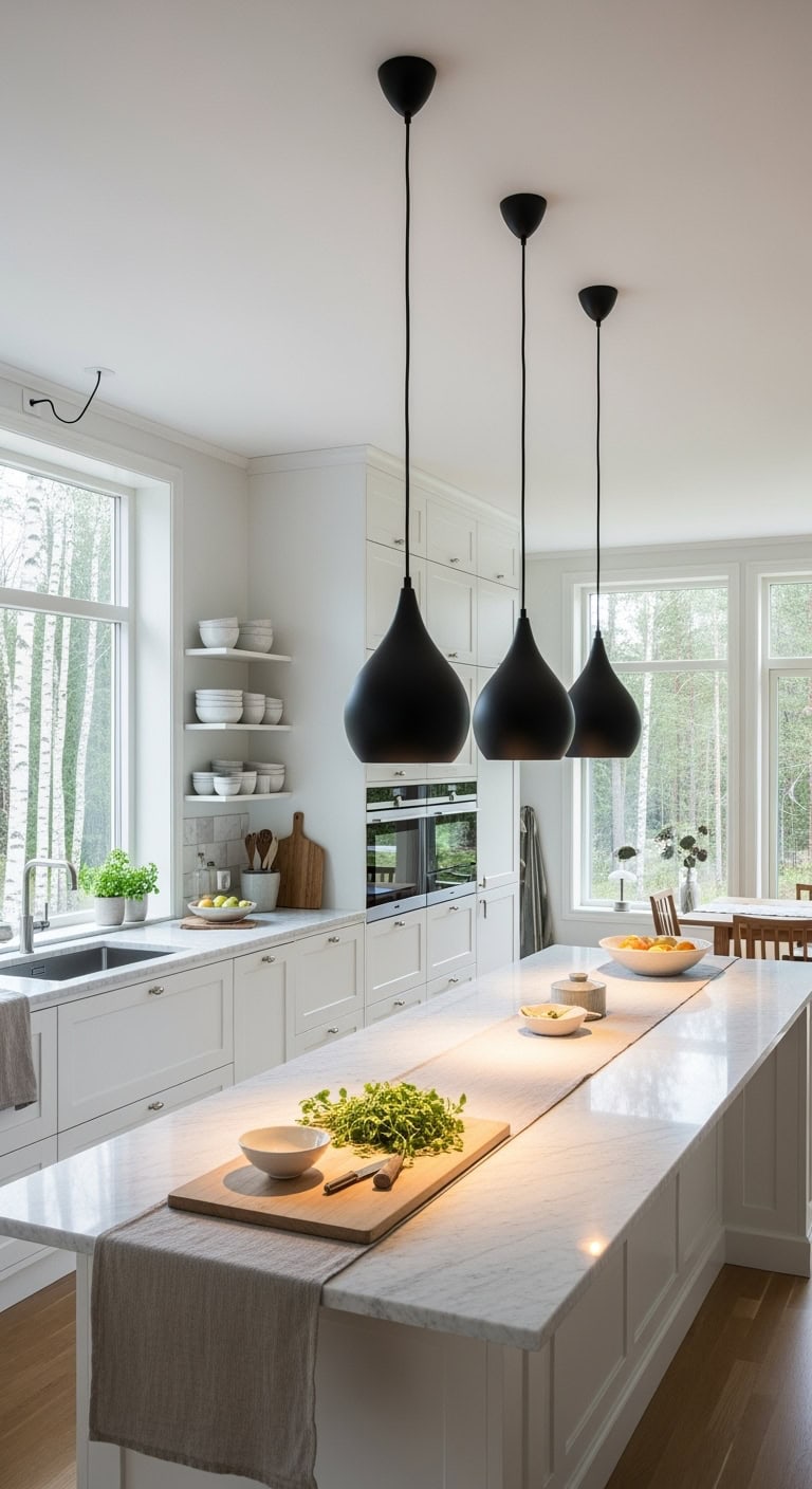 sleek minimal transformative kitchen lighting