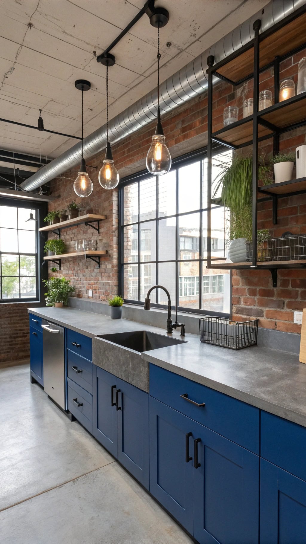 cobalt blue industrial chic