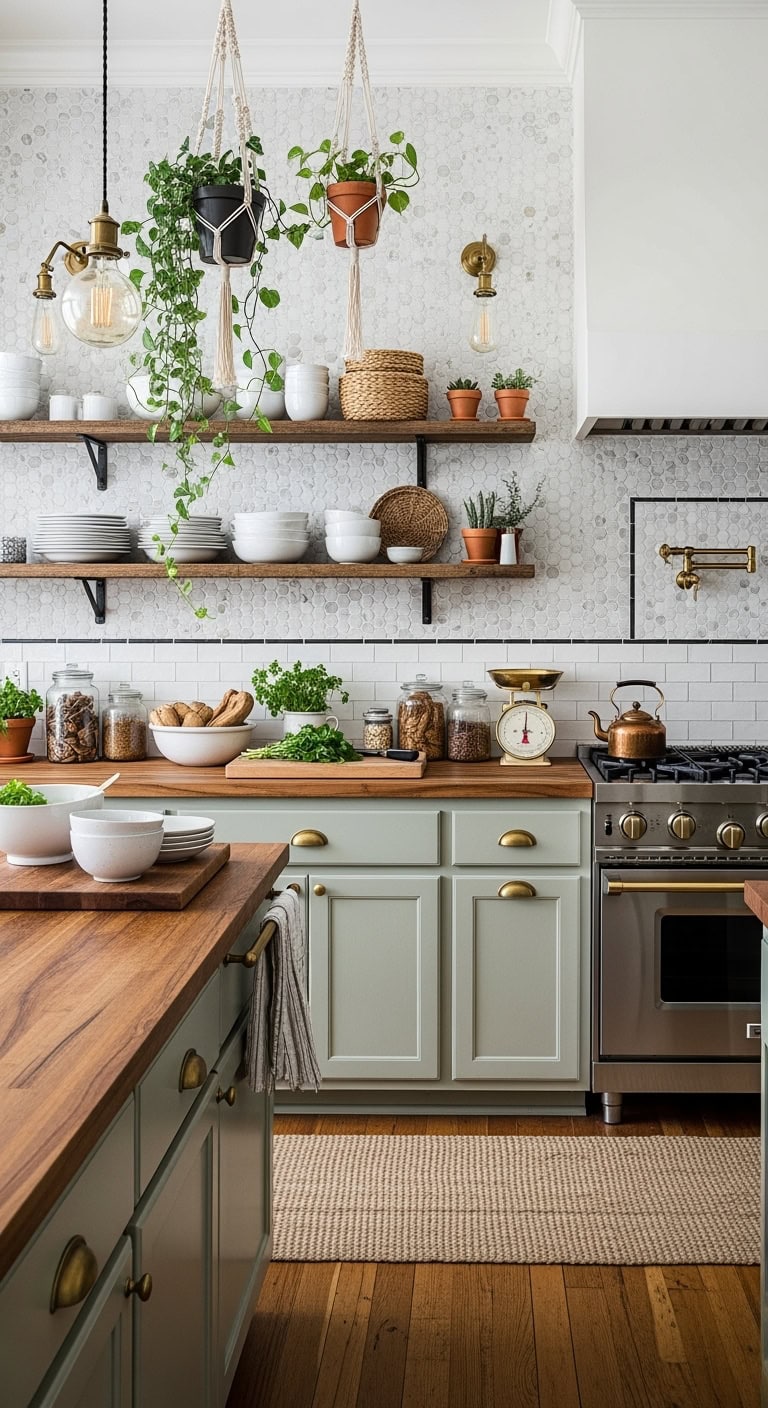 eclectic bohemian white backsplash
