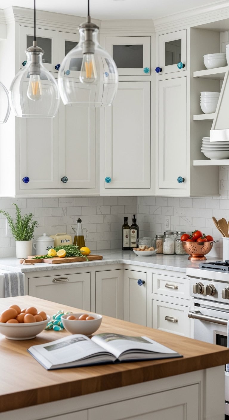 coastal blue glass cabinet hardware