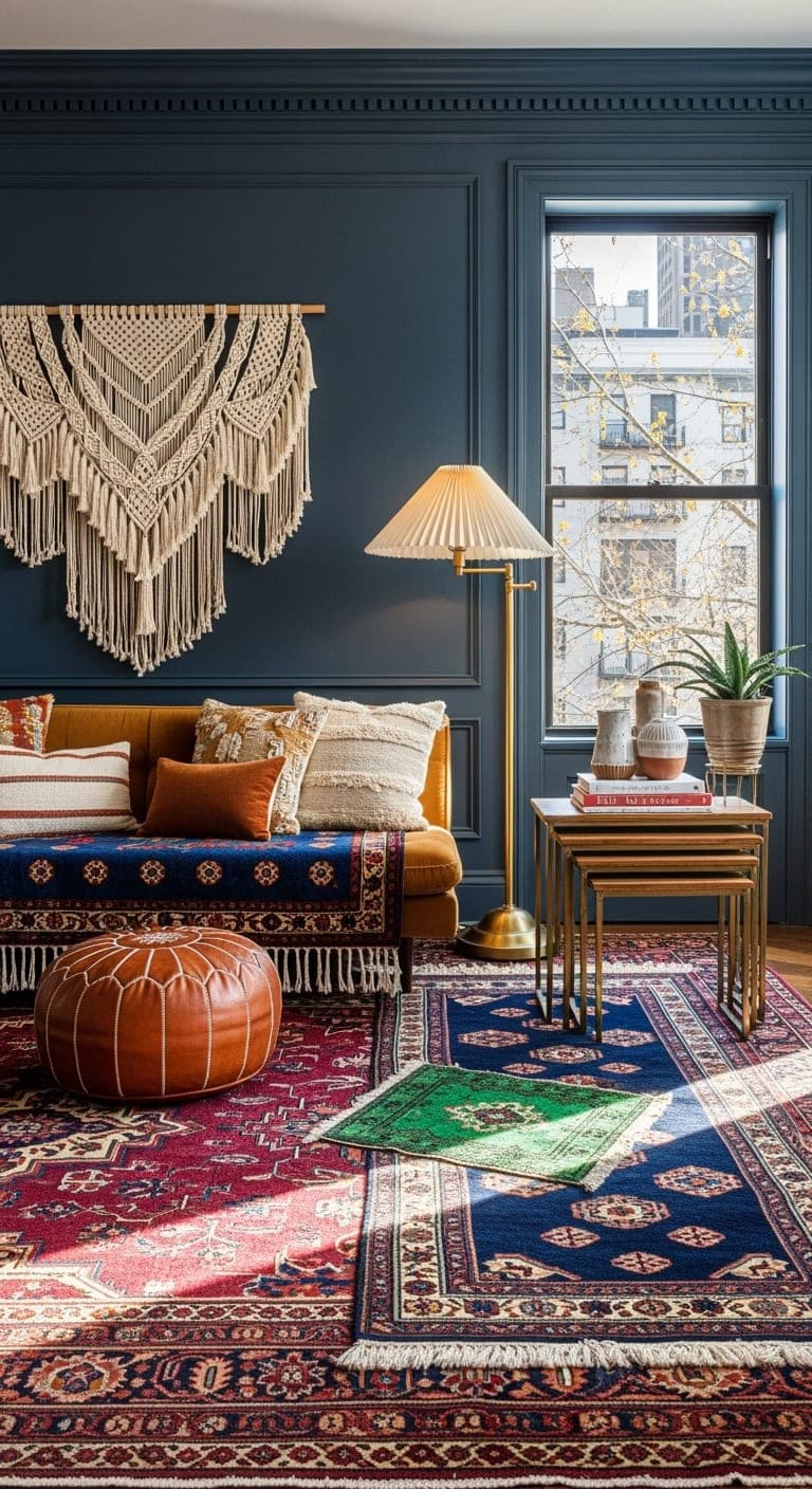 layered vintage jewel toned rugs