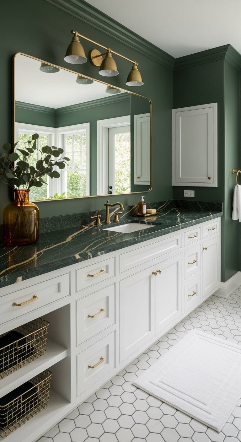 deep forest green marble