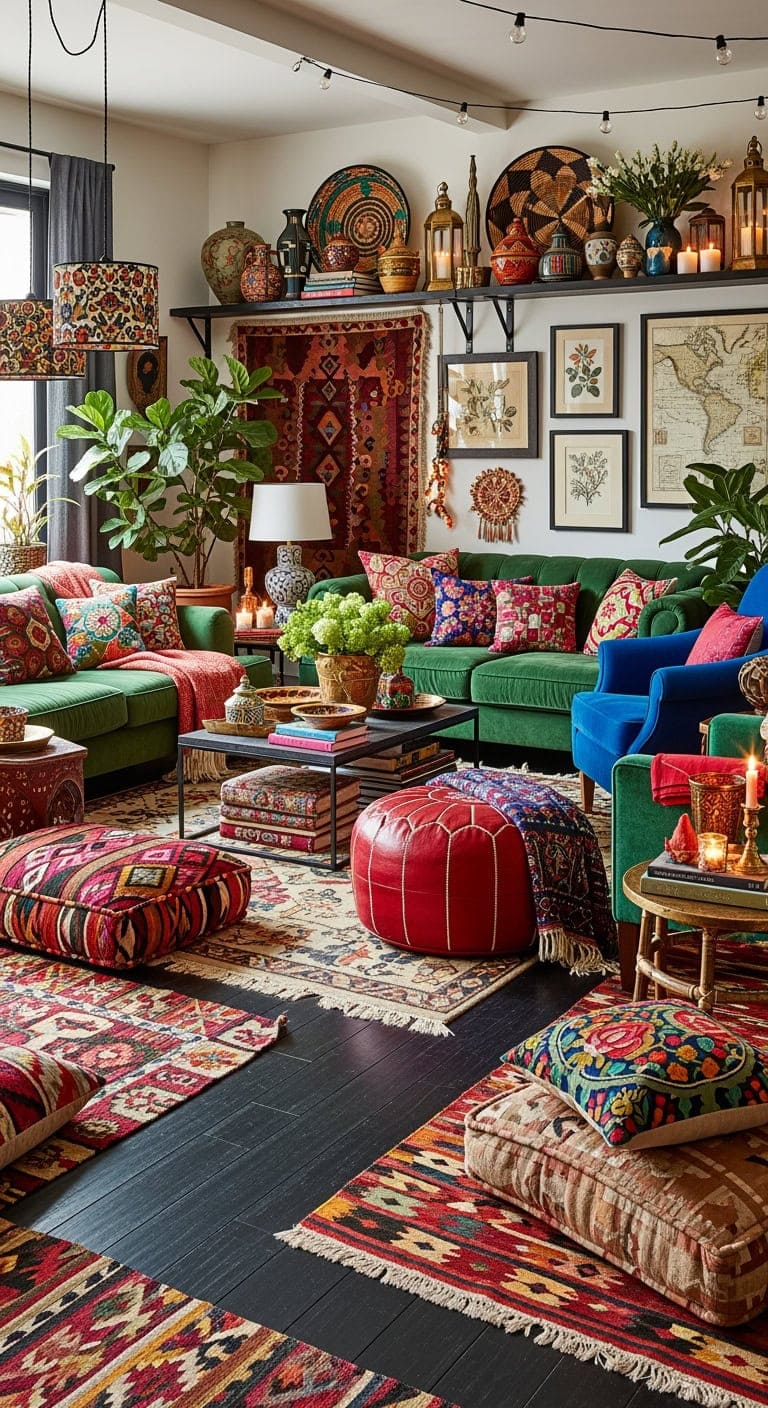 maximalist jewel toned eclecticism grounded