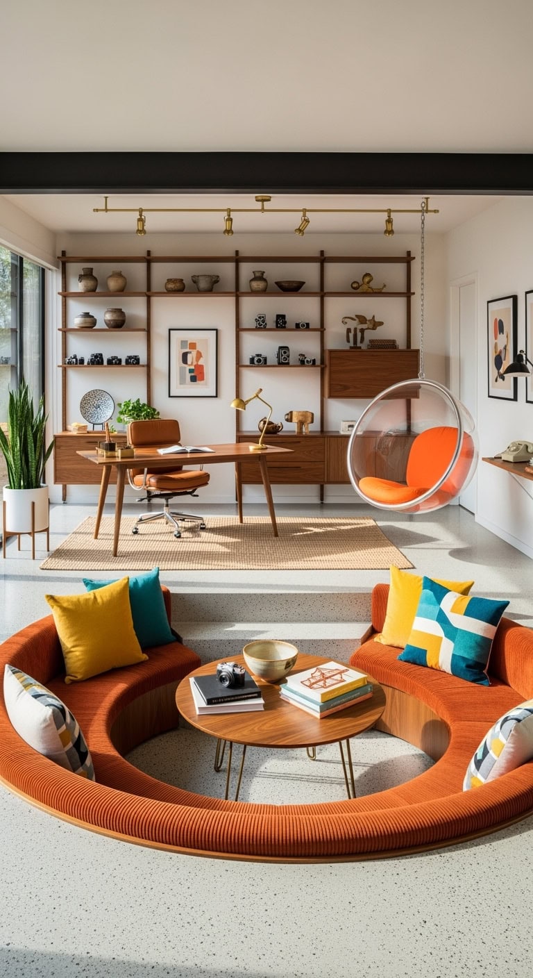 retro sunken workspace conversation pit