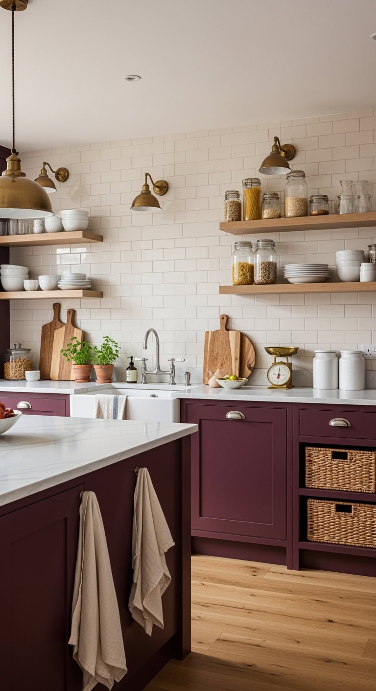 burgundy shaker kitchen elegance