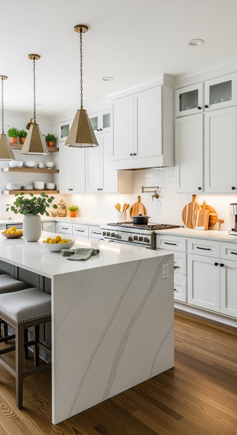 sleek modern white kitchen