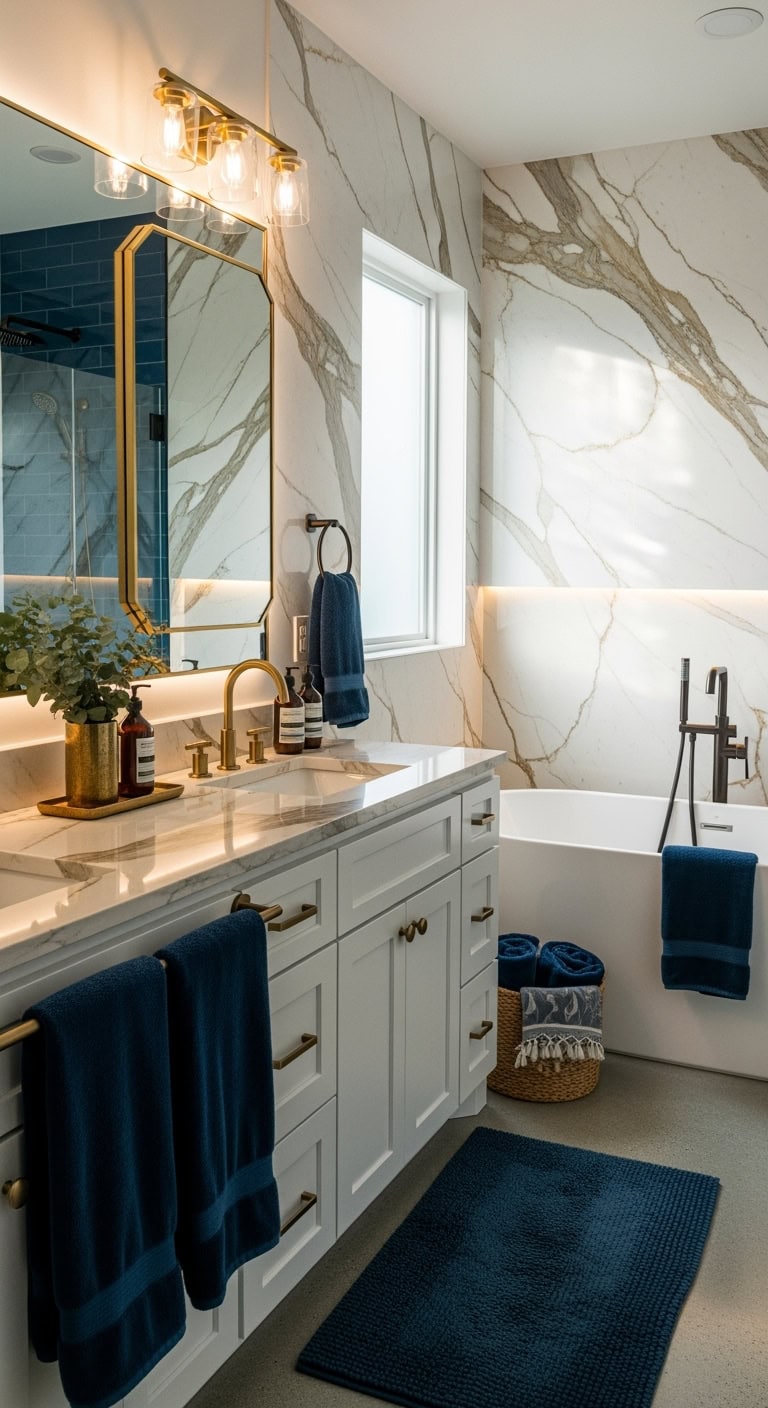 dramatic luxurious statement marble bathroom