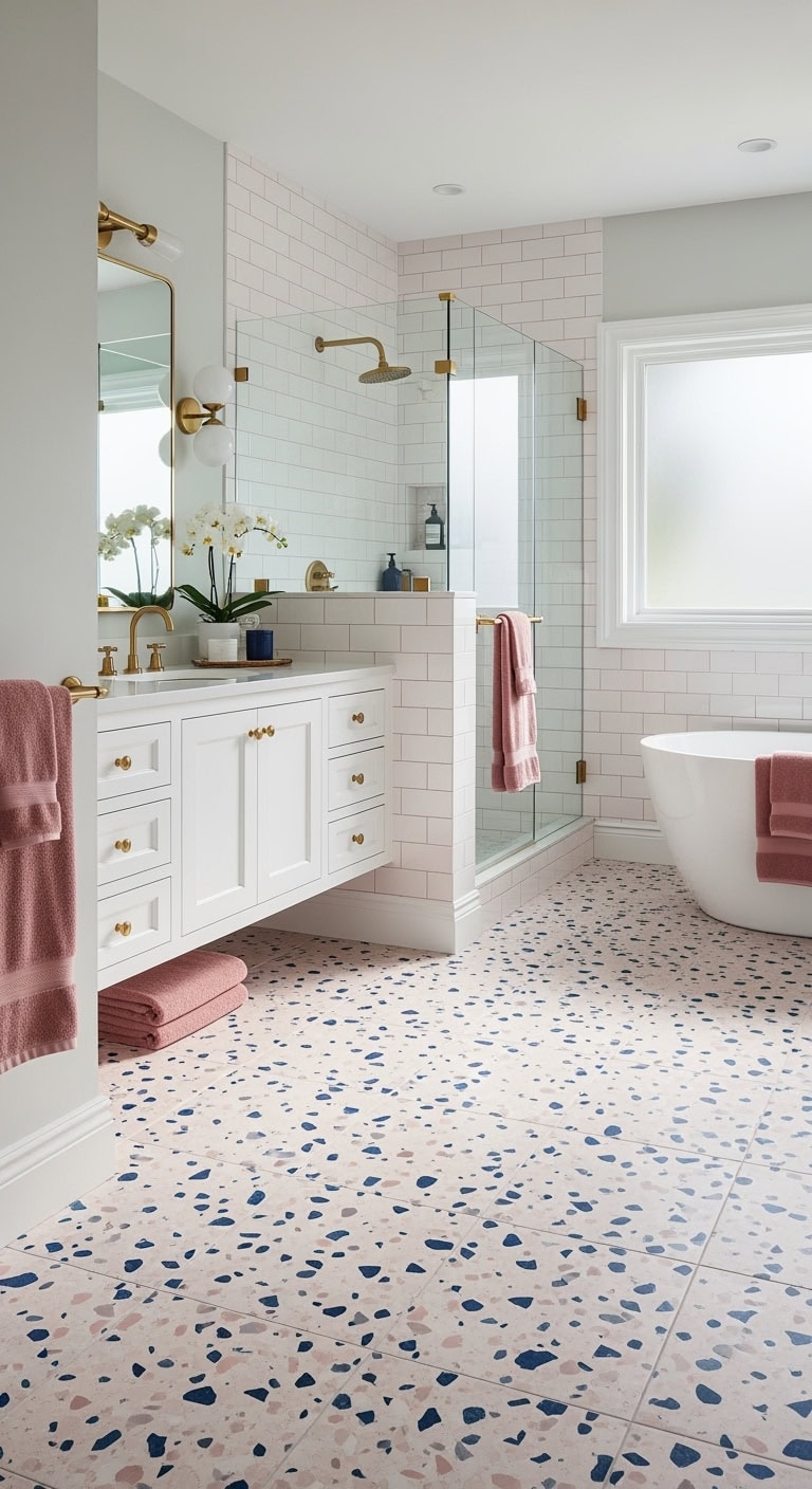 harmonious pink blue terrazzo flooring blend