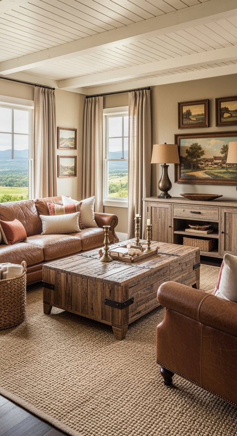 reclaimed wood leather seating