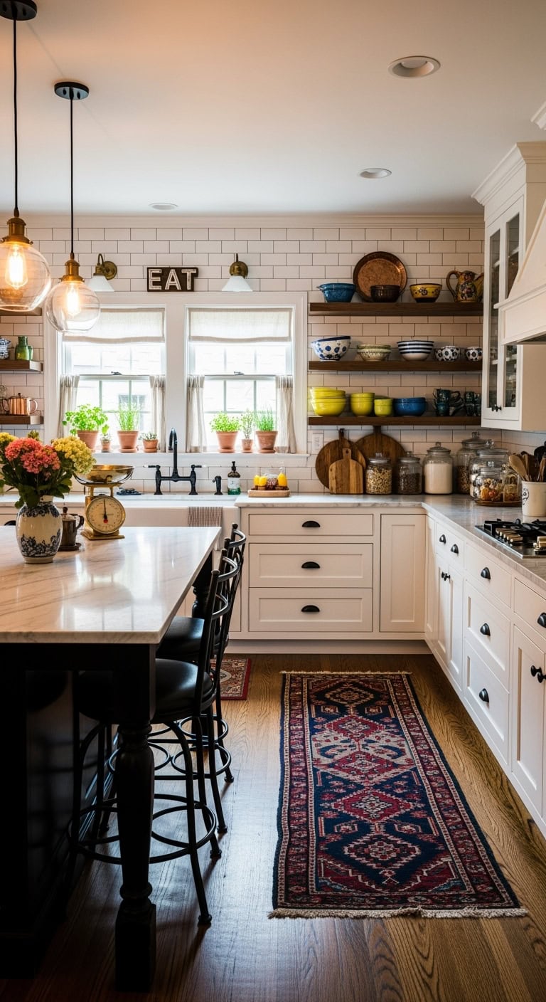 eclectic white kitchen design