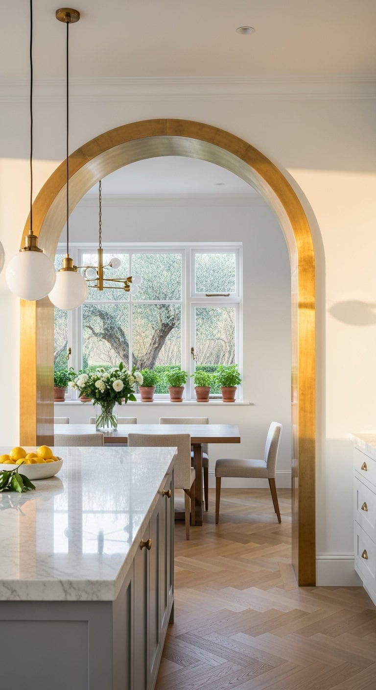 elegant brass trimmed mediterranean architectural detail