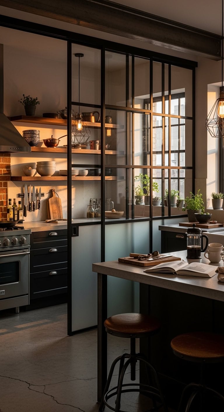 loft style modular multifunctional glass partition