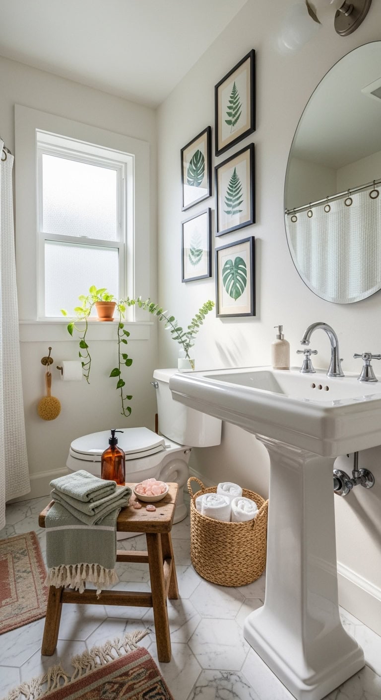 curated botanical print gallery display