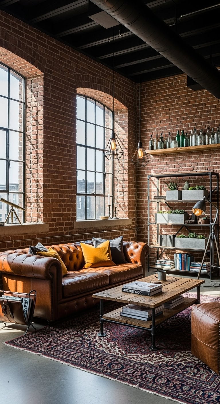 gritty yet cozy industrial loft
