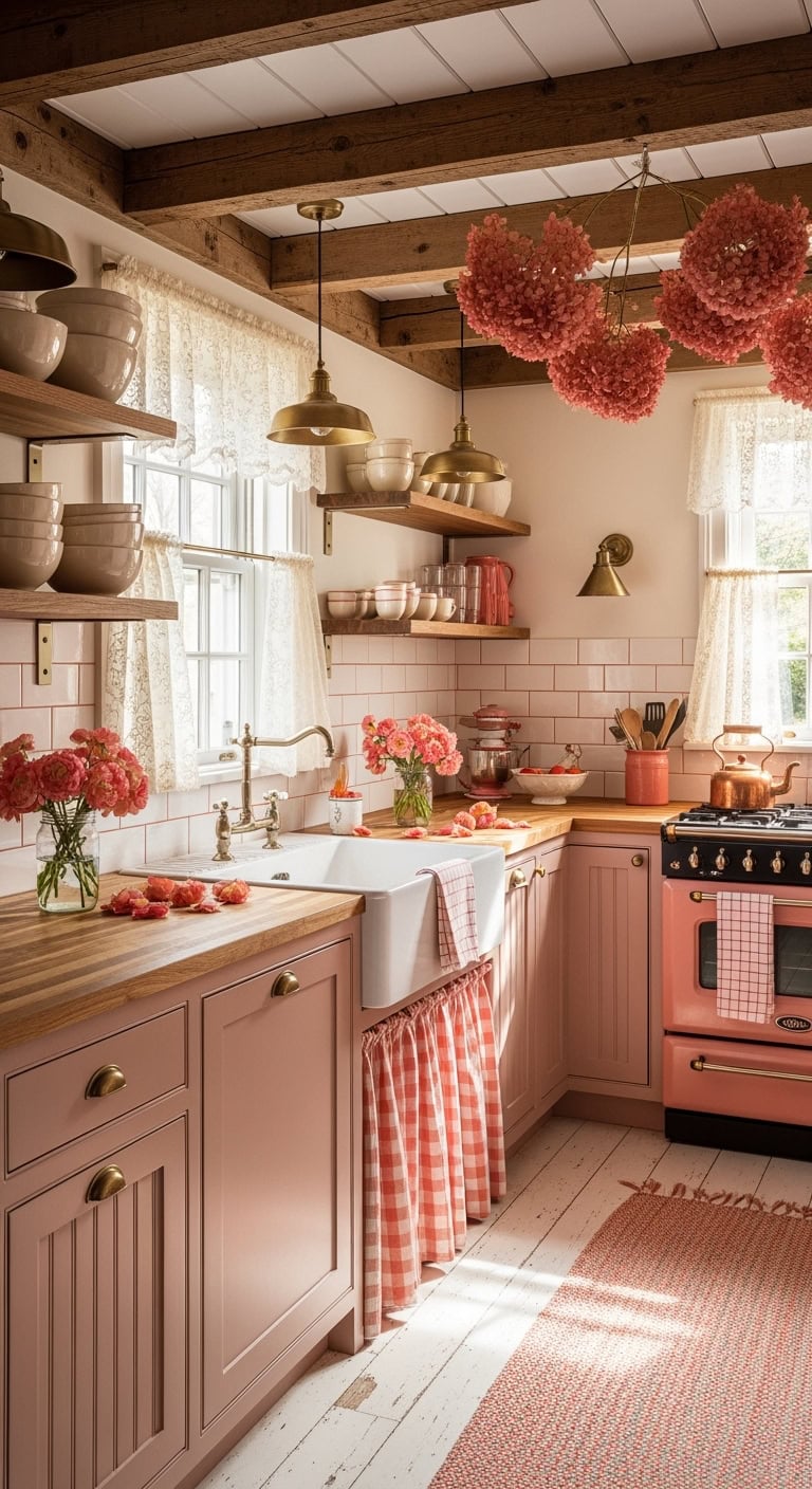 cottage coral kitchen charm