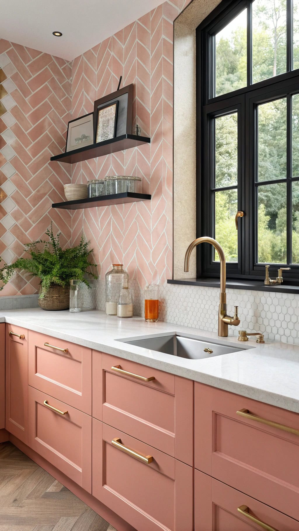 salmon art deco kitchen design