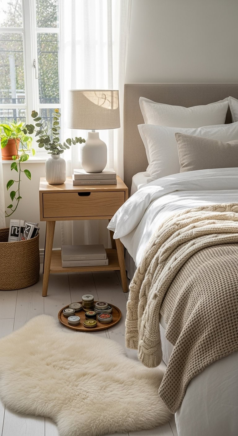 cozy minimalist scandinavian bedroom hygge