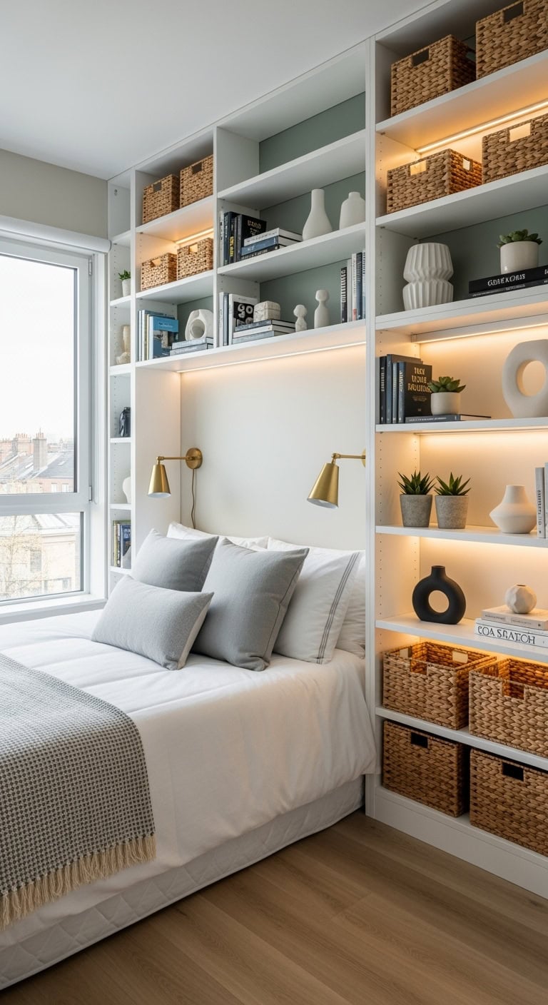 floor to ceiling curated shelving