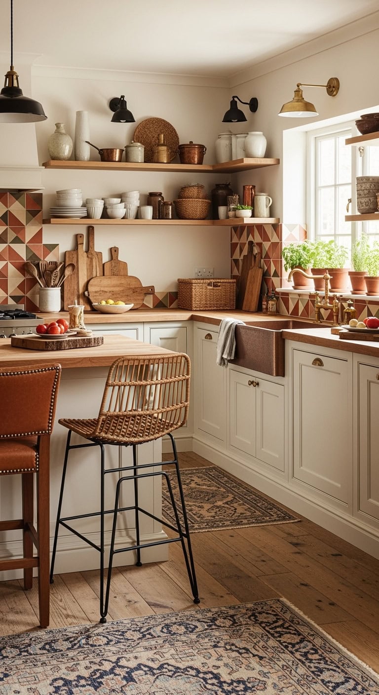 eclectic off white kitchen decor