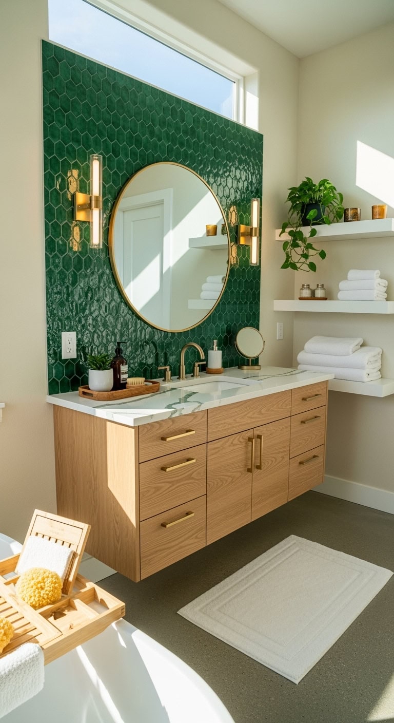 luxurious emerald accent wall drama