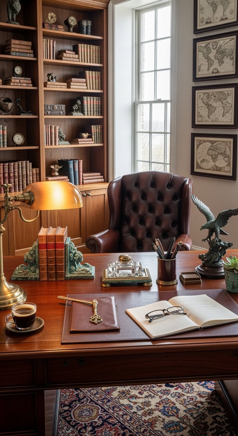 sophisticated vintage inspired bronze desk accessories