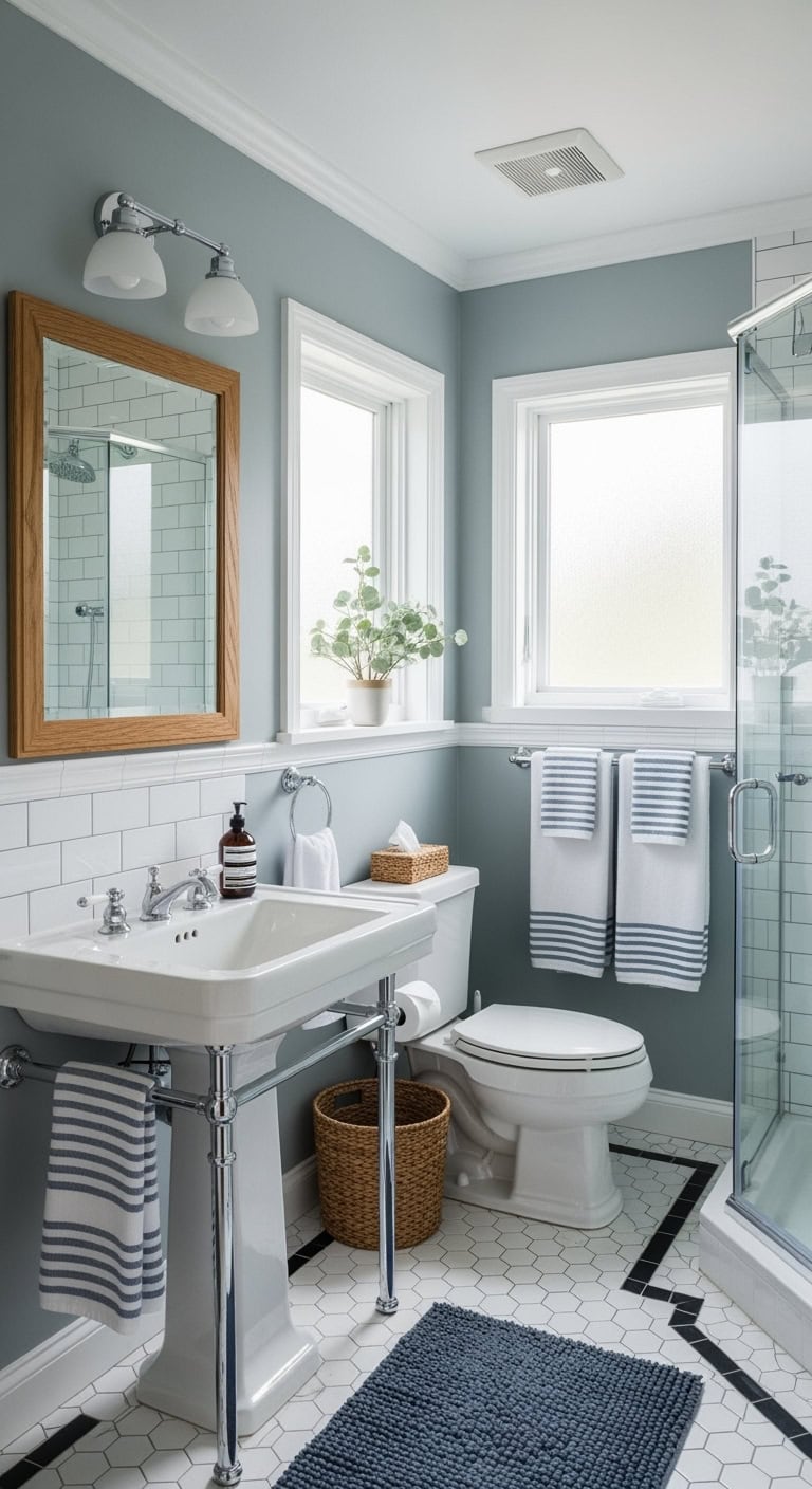 blue hides bathroom grime