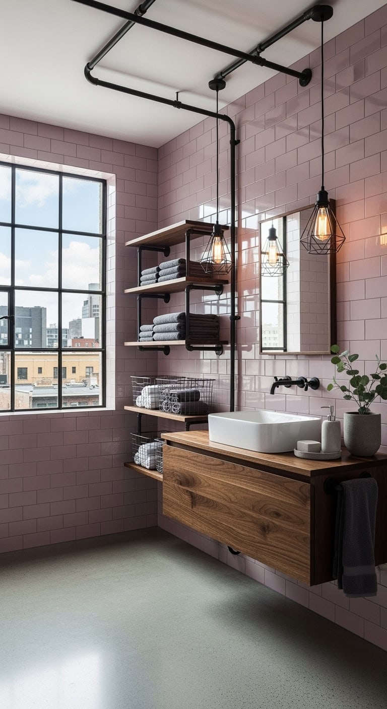 matte mauve industrial loftbathroom