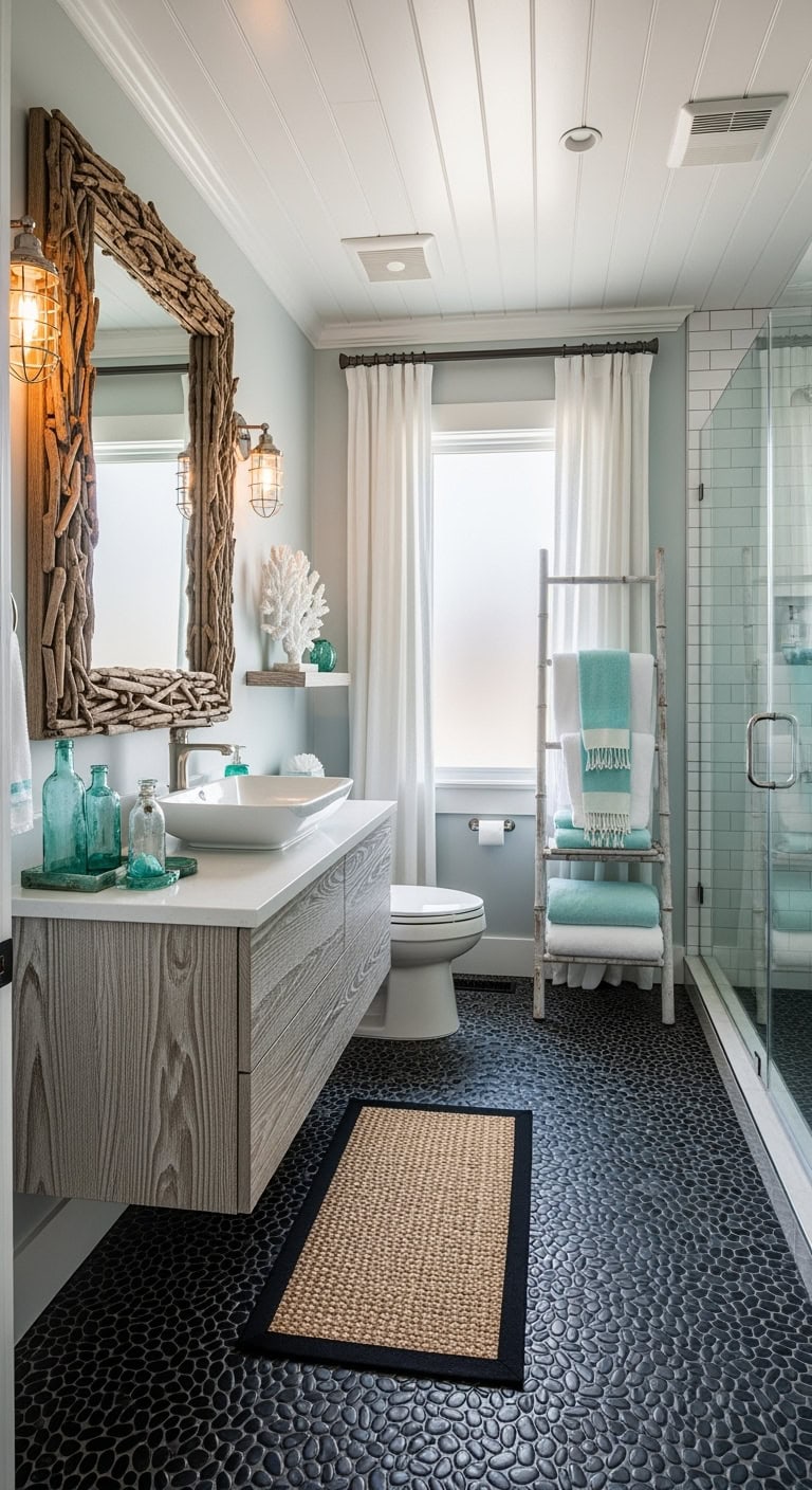 coastal luxe with pebbles