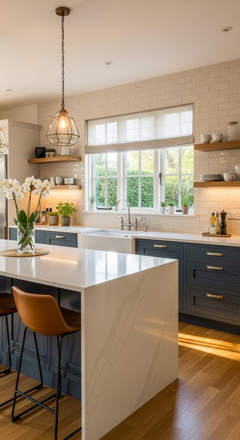 cream backsplash kitchen elegance