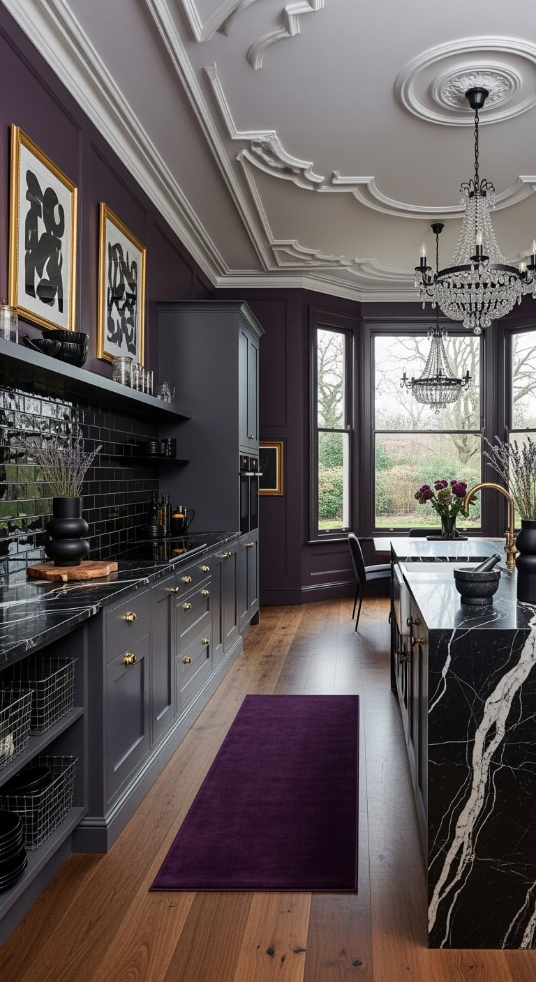 moody plum kitchen luxe