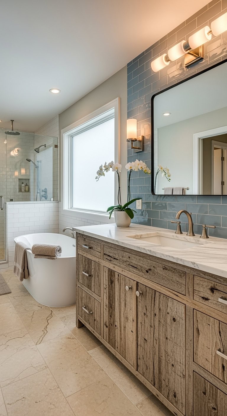 rustic yet refined bathroom aesthetic