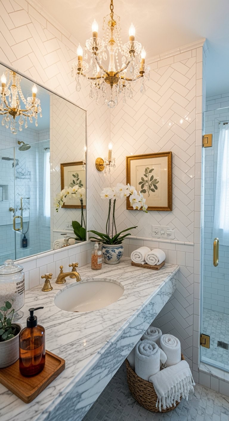 gleaming chandelier sparkle amplified tiles