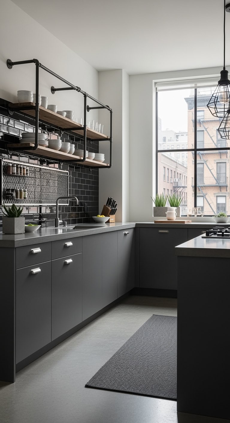 industrial charcoal metal accents