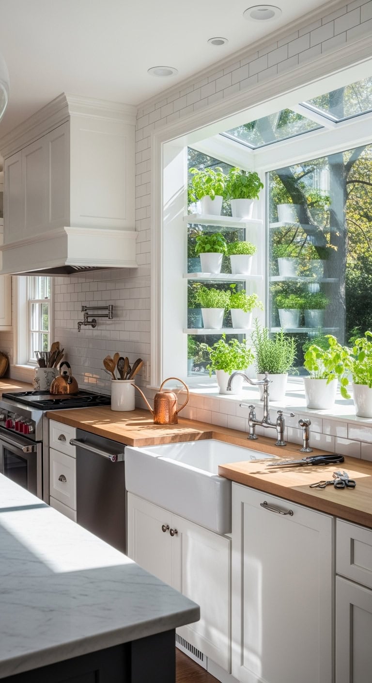 kitchen window herb greenhouse vignette