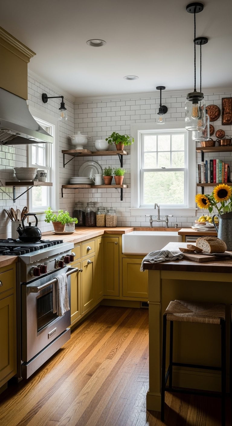 farmhouse mustard kitchen charm