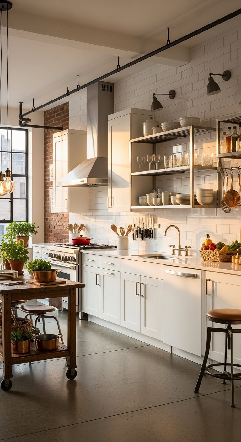 industrial chic white kitchen