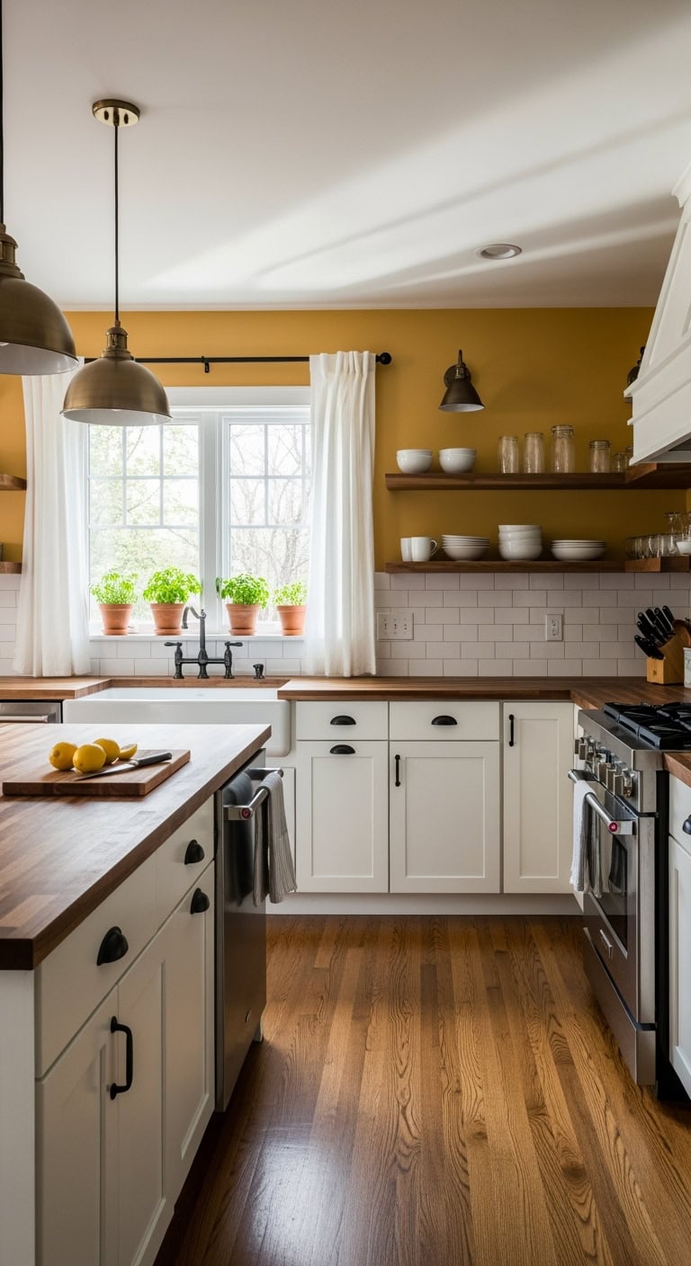 cozy mustard kitchen vibes