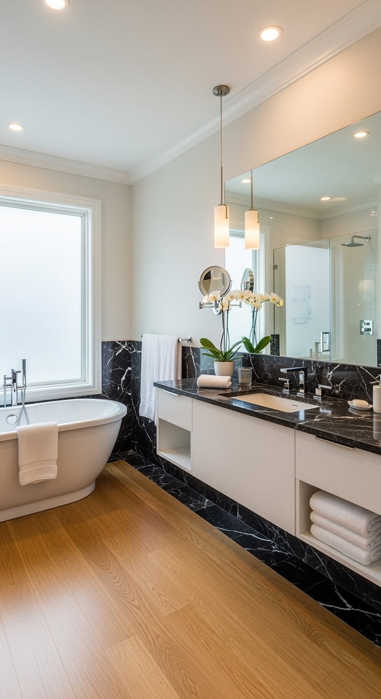 sleek sophisticated bathroom baseboard design