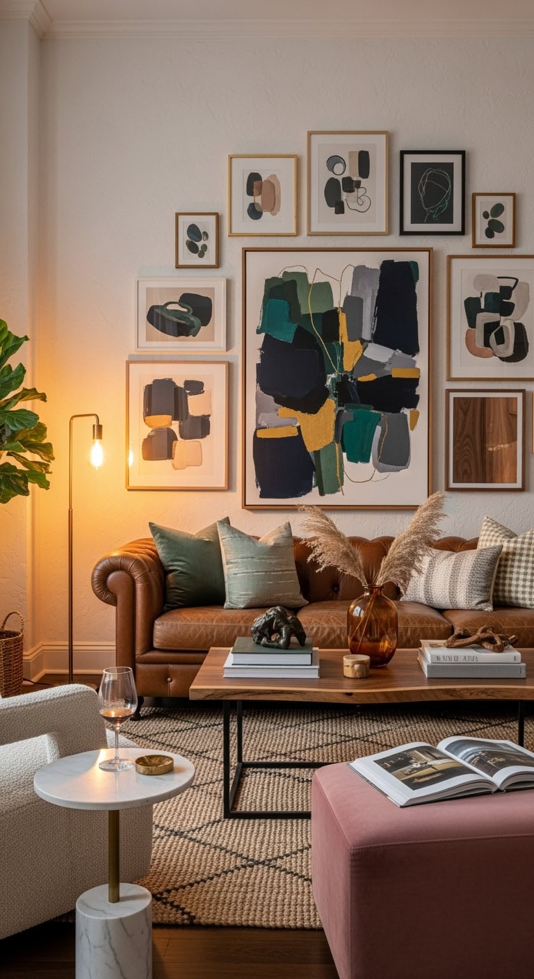 curated oversized abstract art display