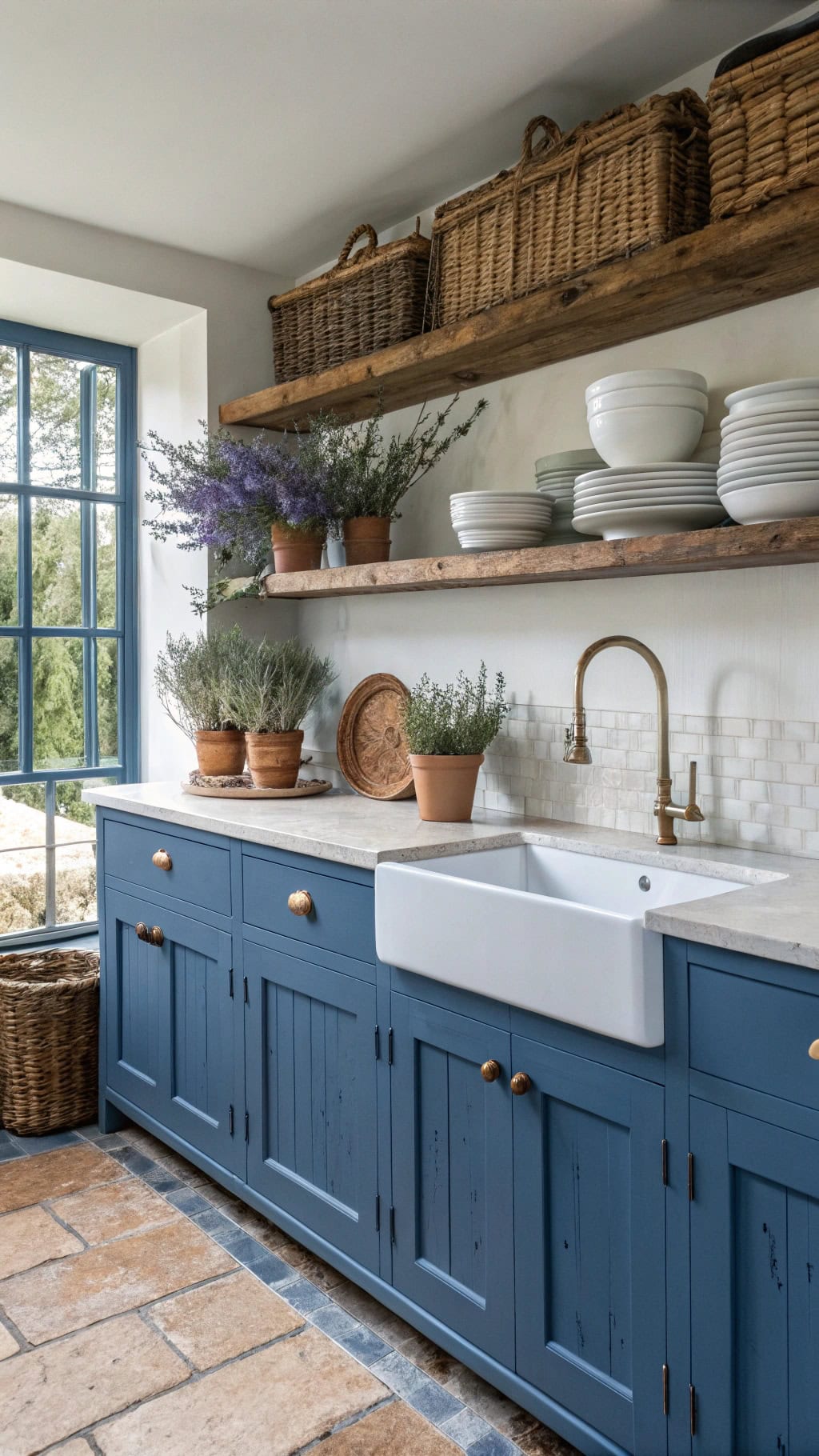 mediterranean open shelving style