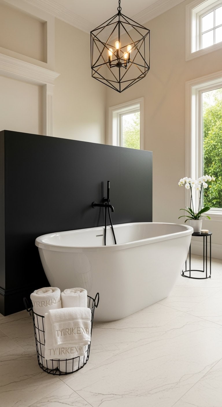 cream tub black accent