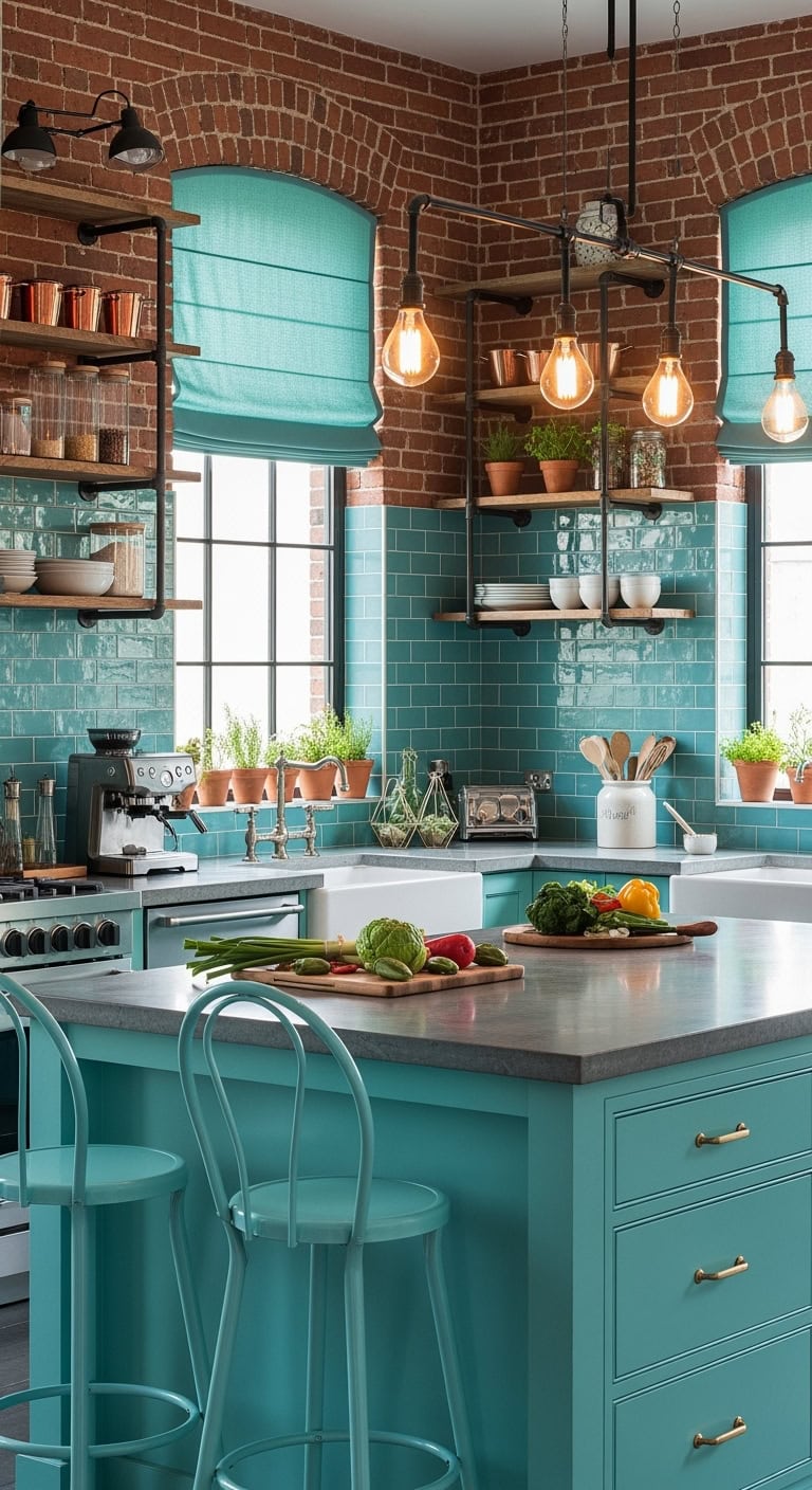 urban loft aqua aesthetic