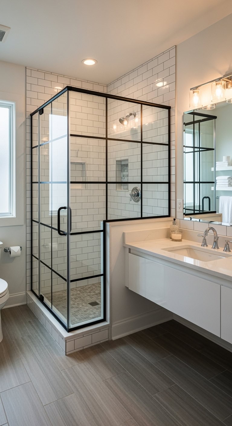 sleek sophisticated black shower frames